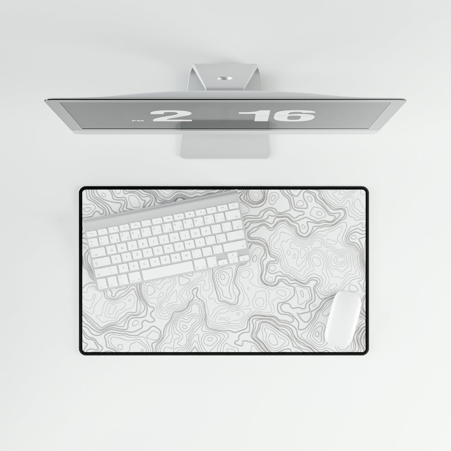 White Topography Desk Mat