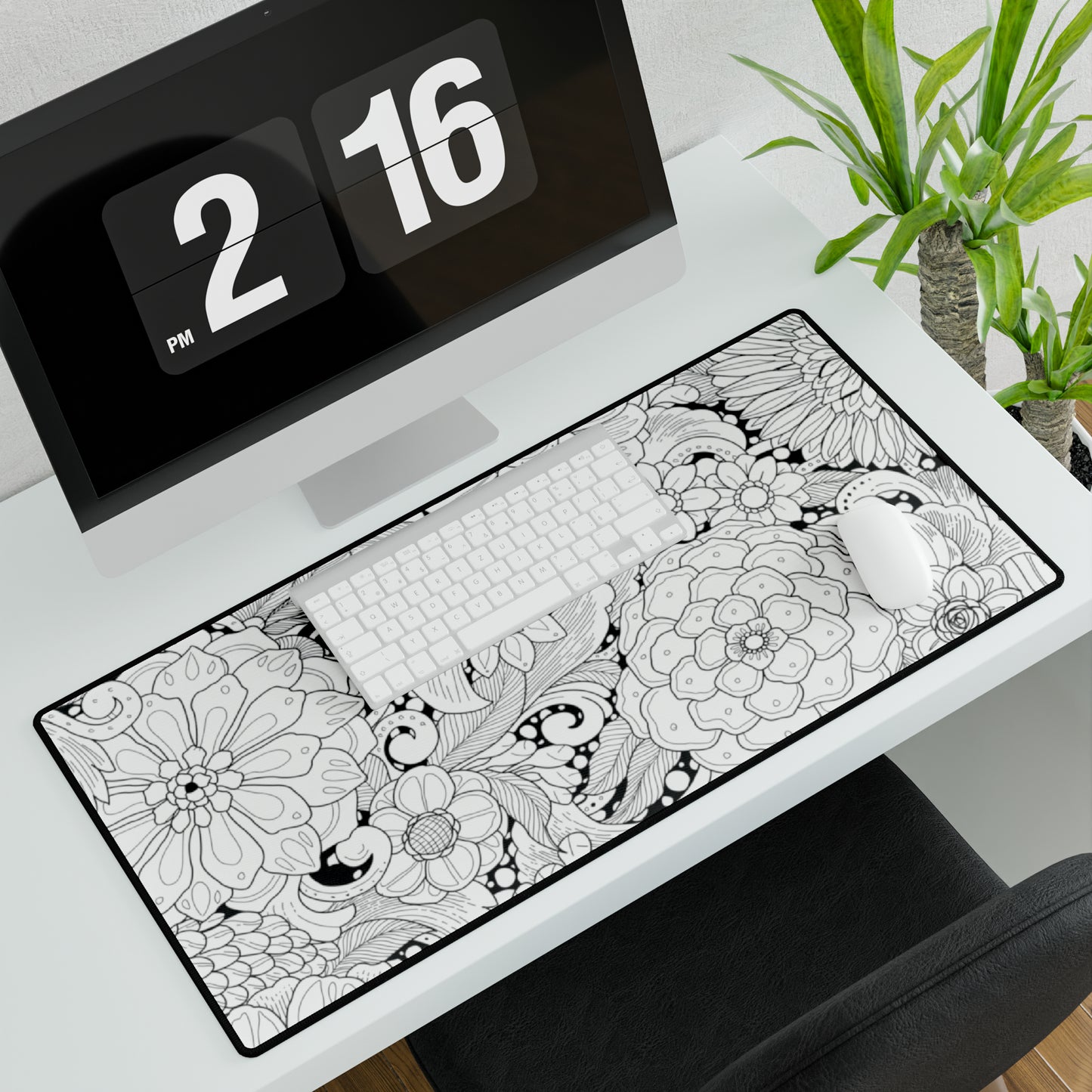 Botanical Black & White Desk Mat