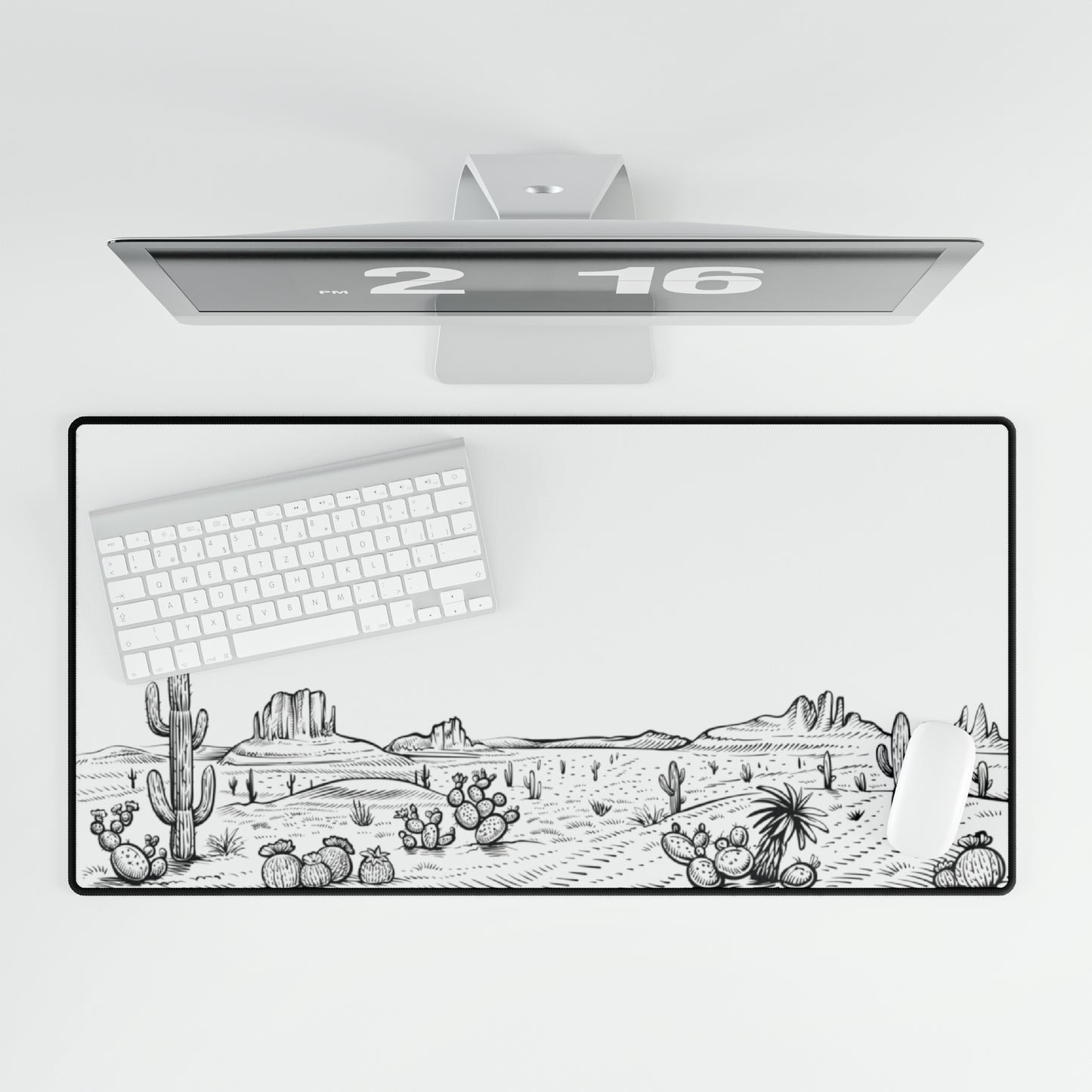 Desert Horizon Black & White Desk Mat