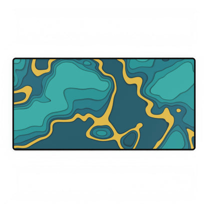 Green & Gold Topography Desk Mat