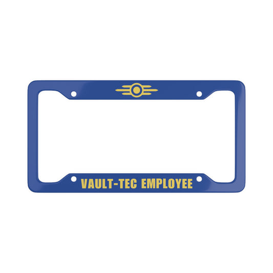 Vault-Tec Employee Aluminum License Plate Frame - Weathered & Clean Variants