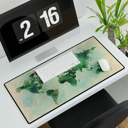 World Map Green Desk Mat