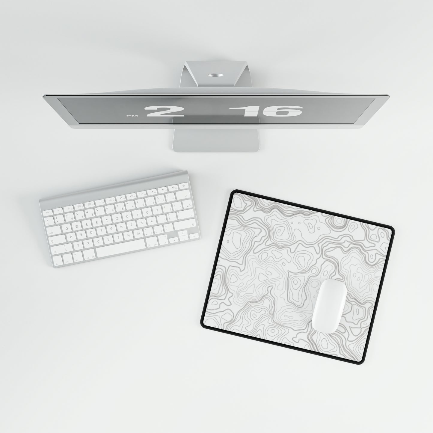 White Topography Desk Mat