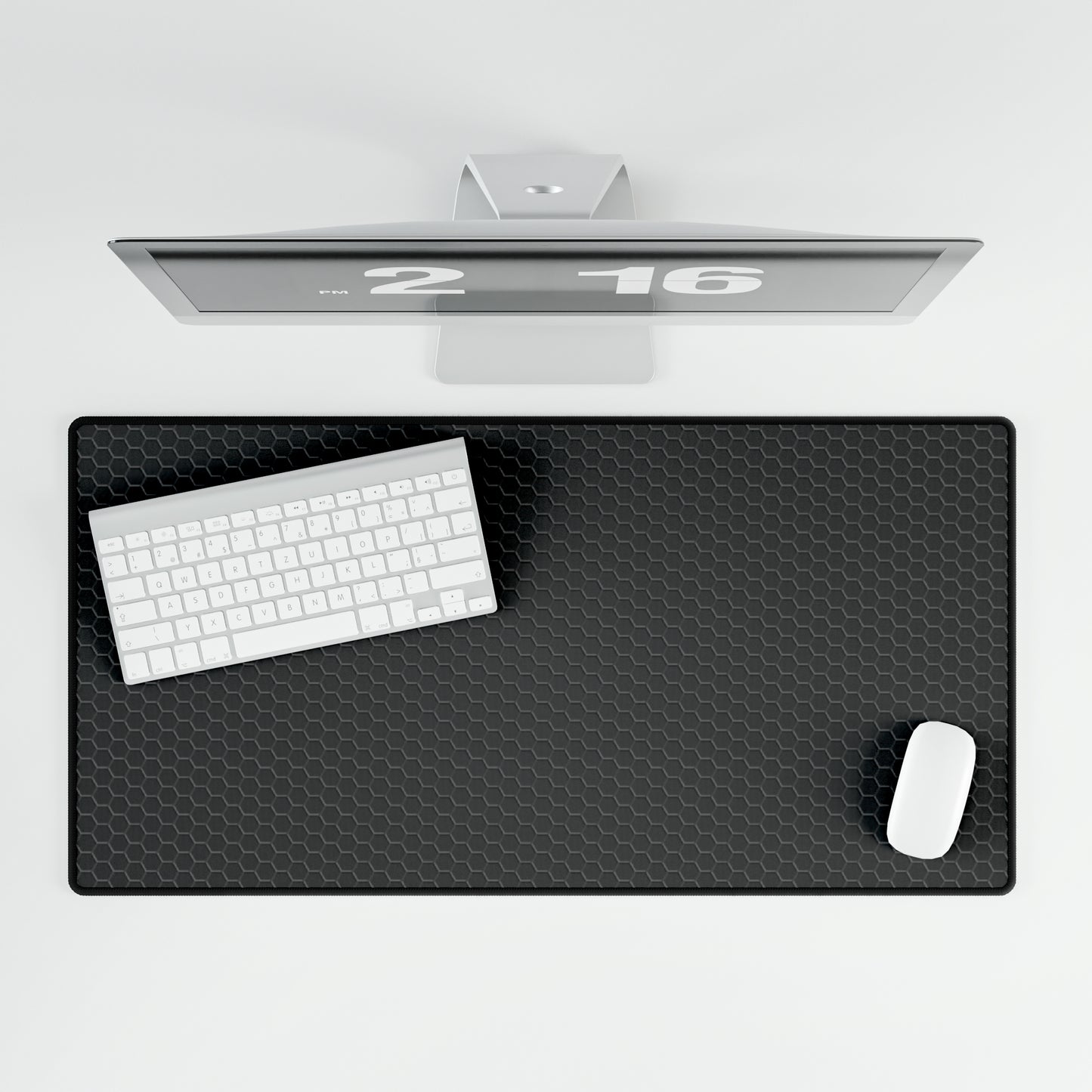 Black Hex Grid Desk Mat