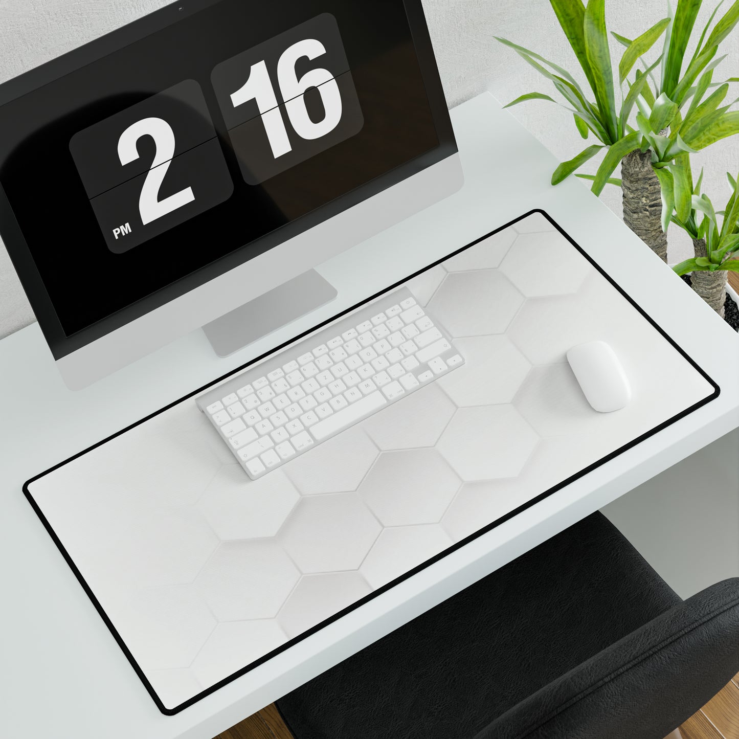 Hex White Desk Mat