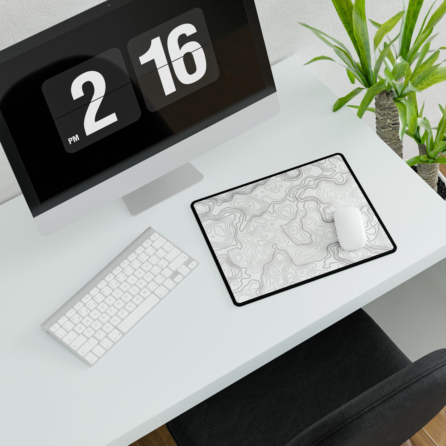 White Topography Desk Mat