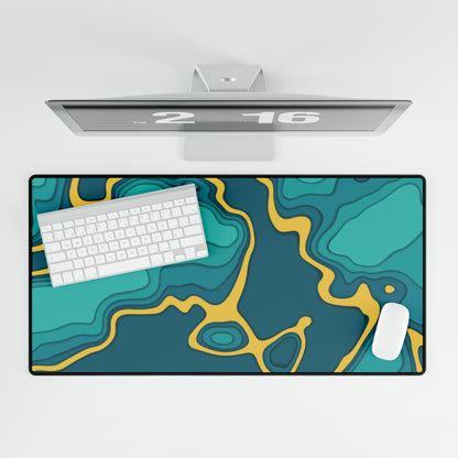 Green & Gold Topography Desk Mat