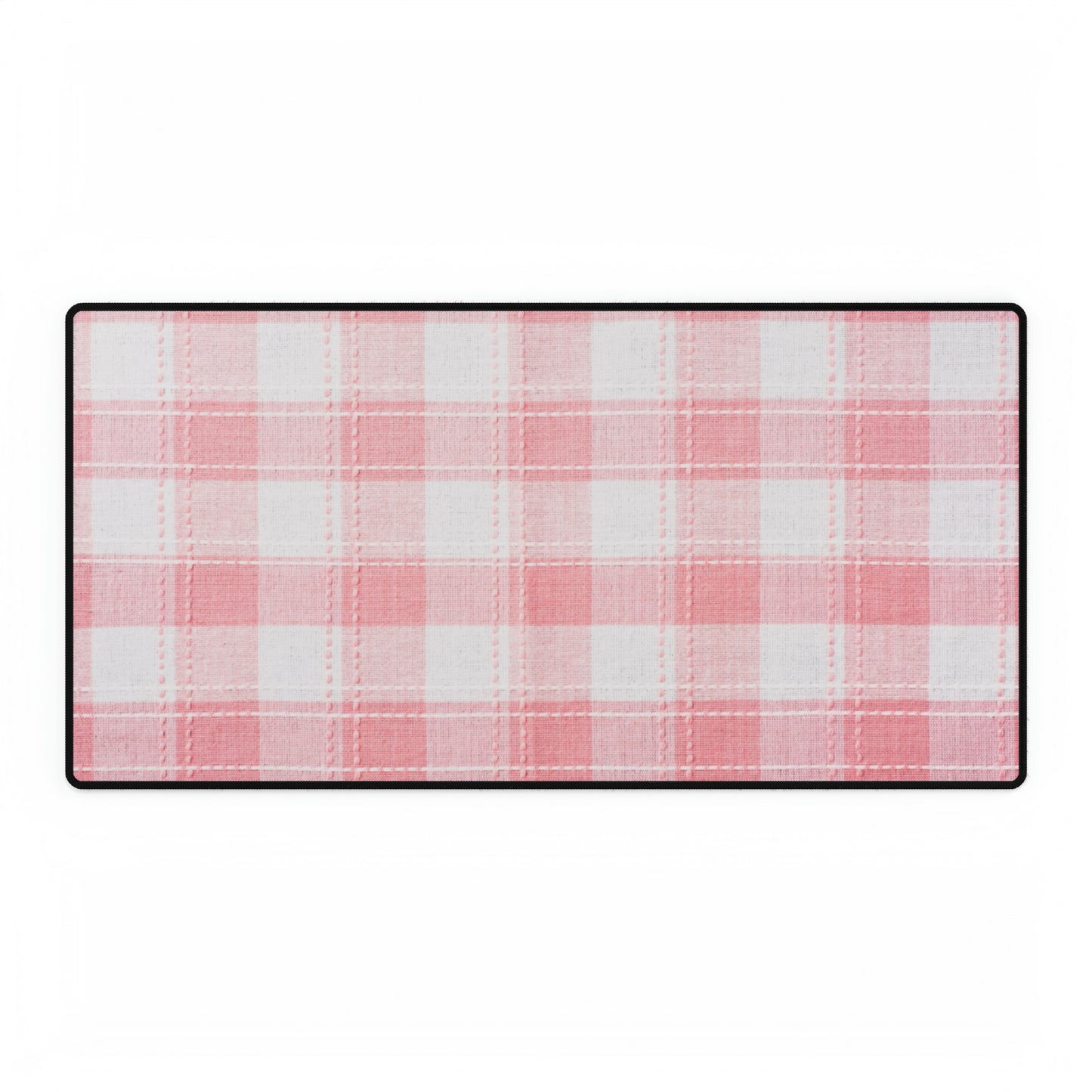 Pink & White Plaid Desk Mat