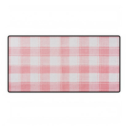 Pink & White Plaid Desk Mat