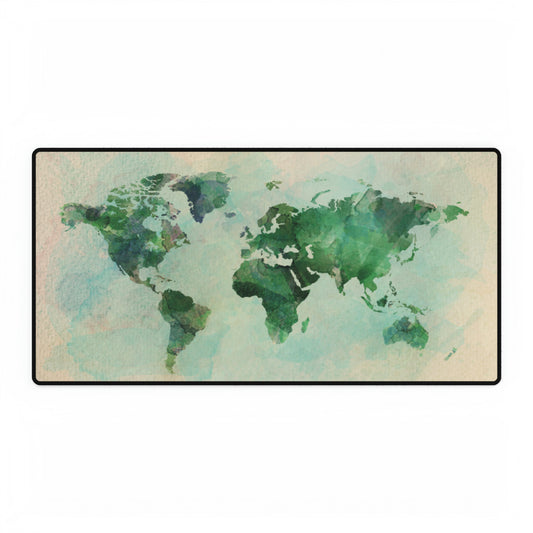 World Map Green Desk Mat