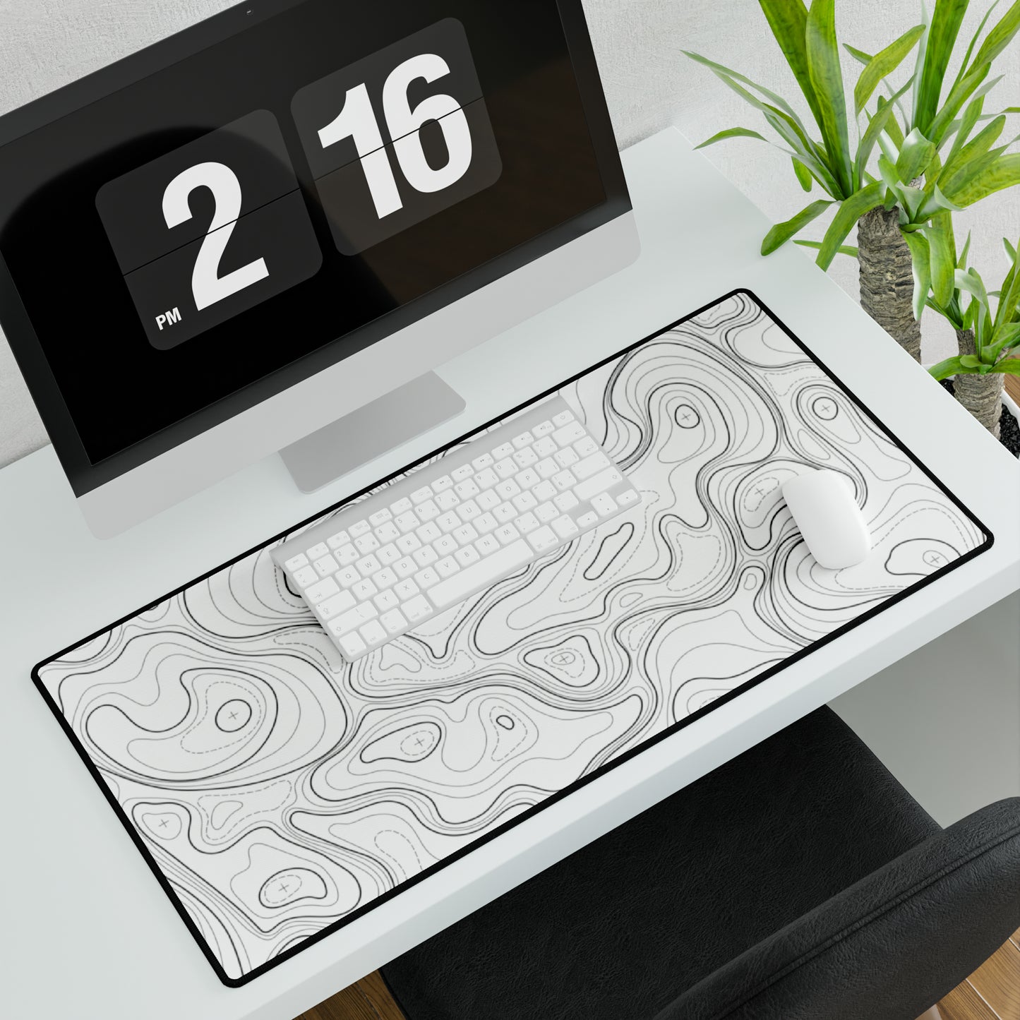 White Topography Desk Mat