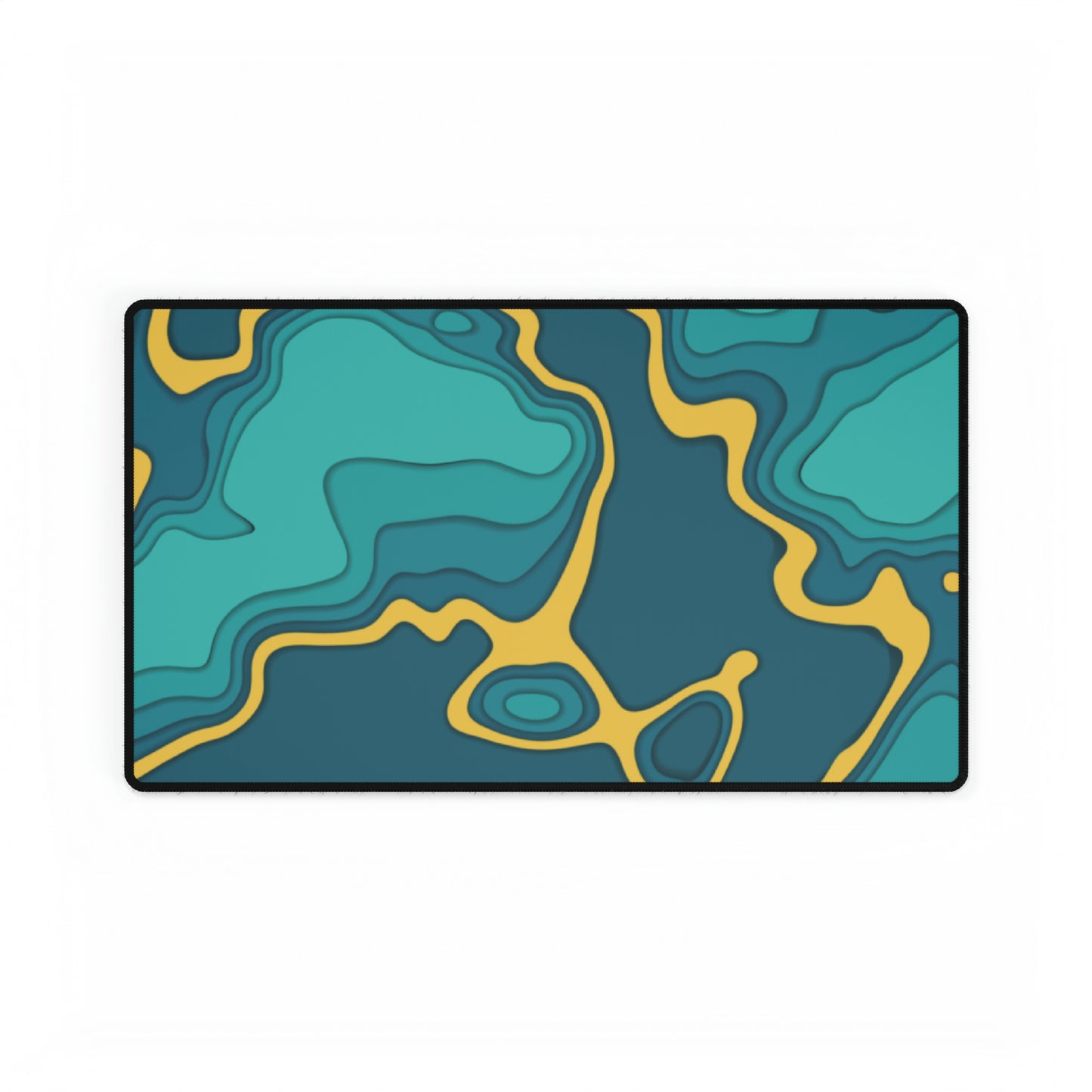 Green & Gold Topography Desk Mat