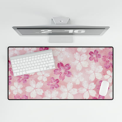 Pink & White Petals Desk Mat