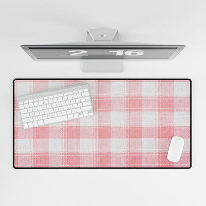 Pink & White Plaid Desk Mat