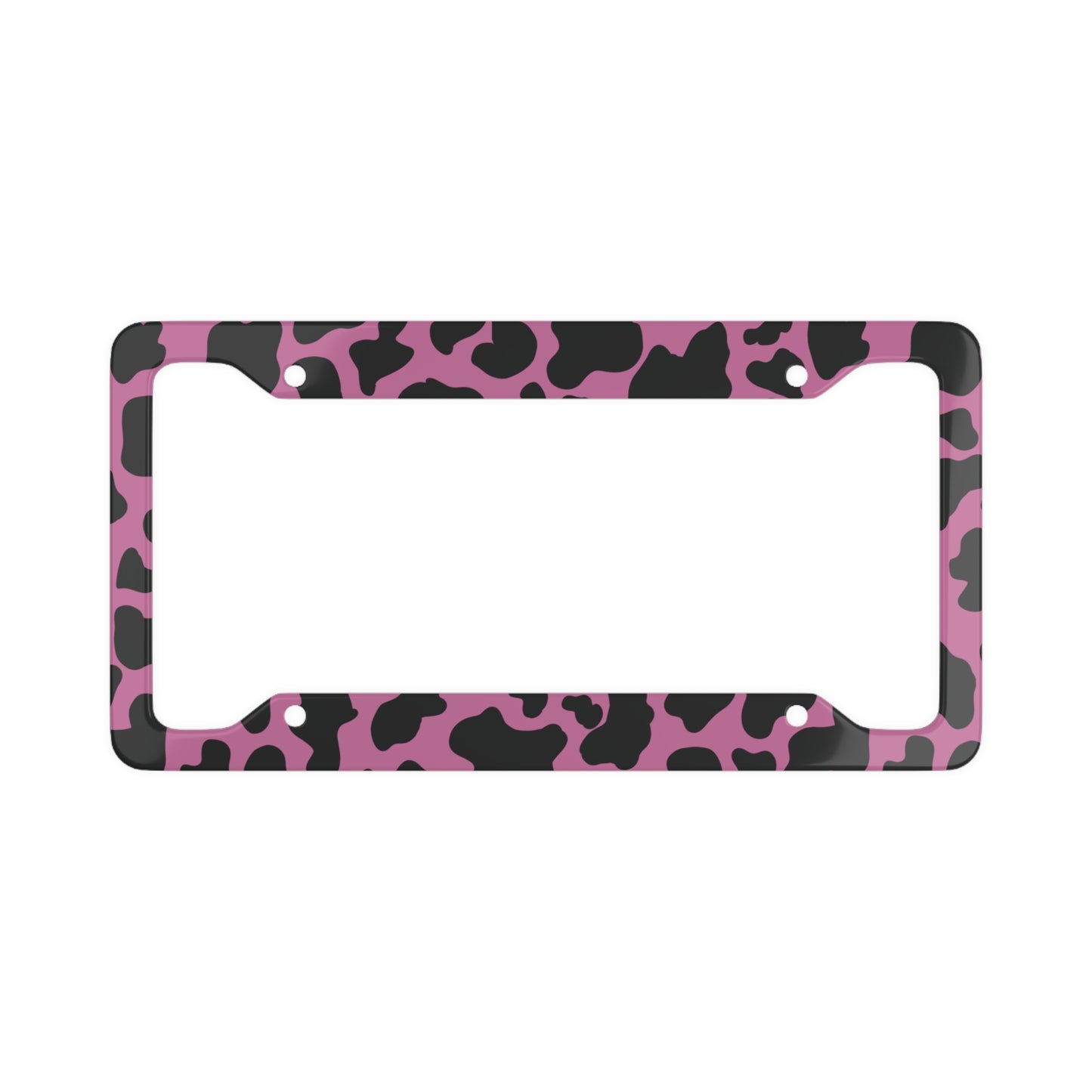 Pink Cow Print Aluminum License Plate Frame