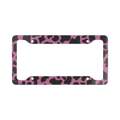 Pink Cow Print Aluminum License Plate Frame