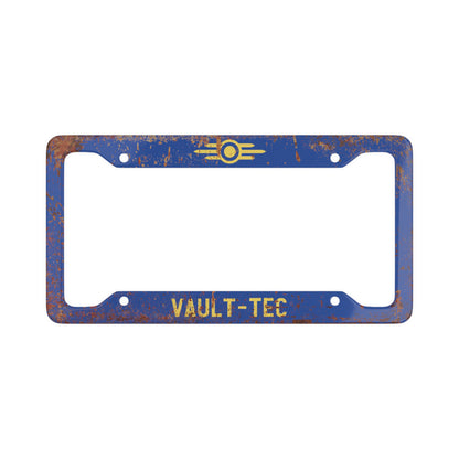 Vault-Tec Aluminum License Plate Frame - Weathered & Clean Variants