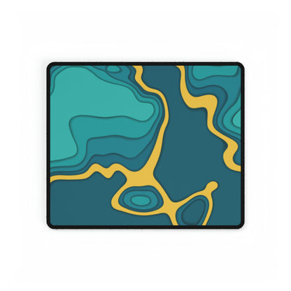 Green & Gold Topography Desk Mat