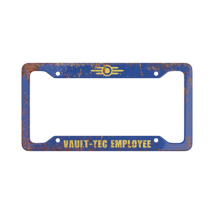 Vault-Tec Employee Aluminum License Plate Frame - Weathered & Clean Variants