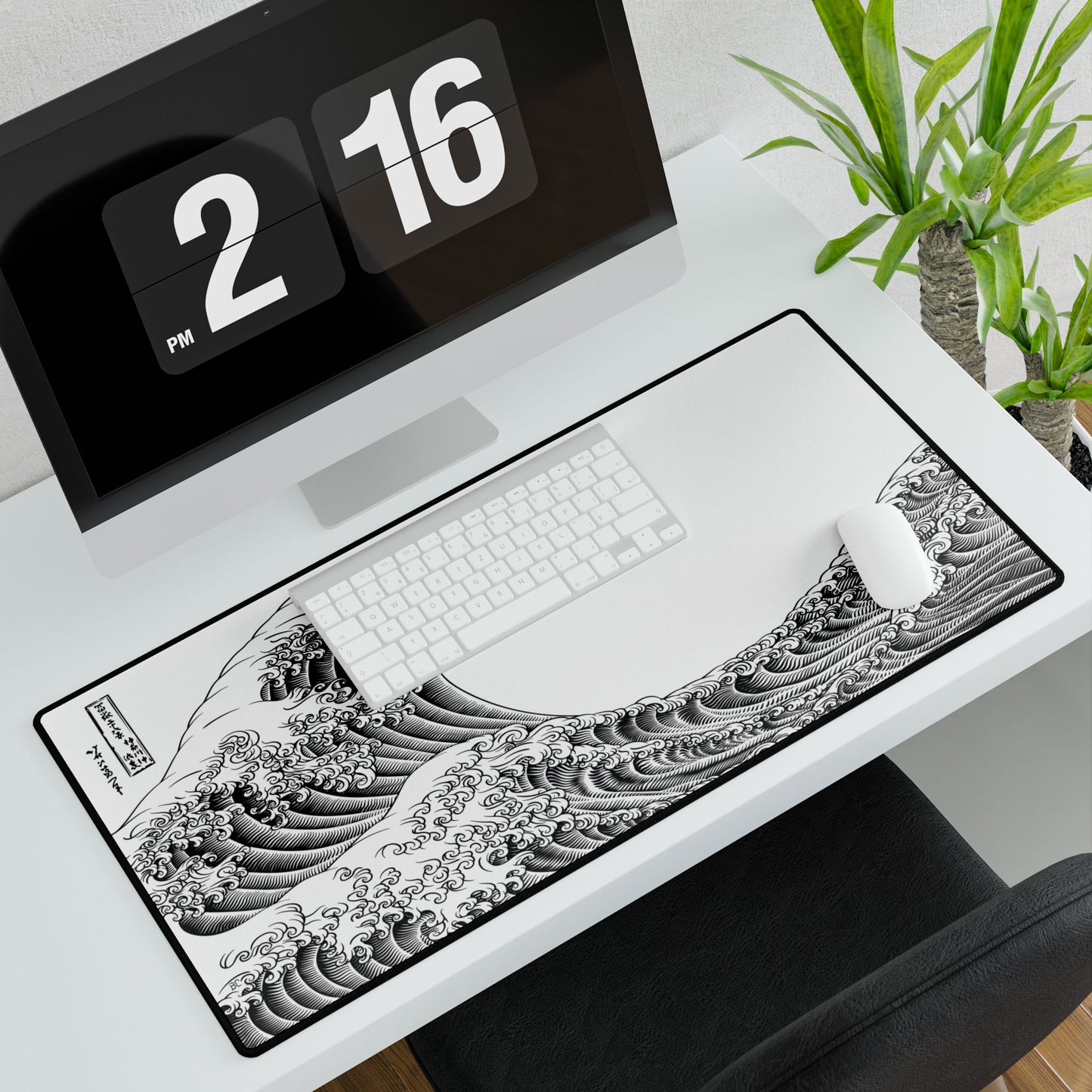 The Great Wave Black & White Desk Mat