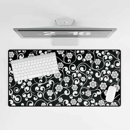 Floral Black & White Desk Mat