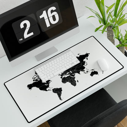 World Map Black & White Desk Mat