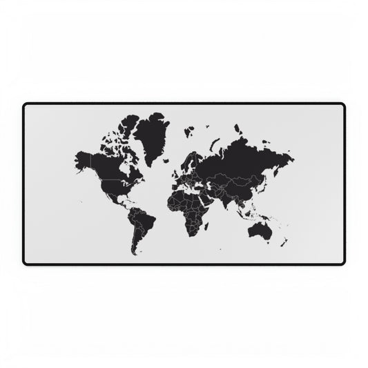 World Map Black & White Desk Mat